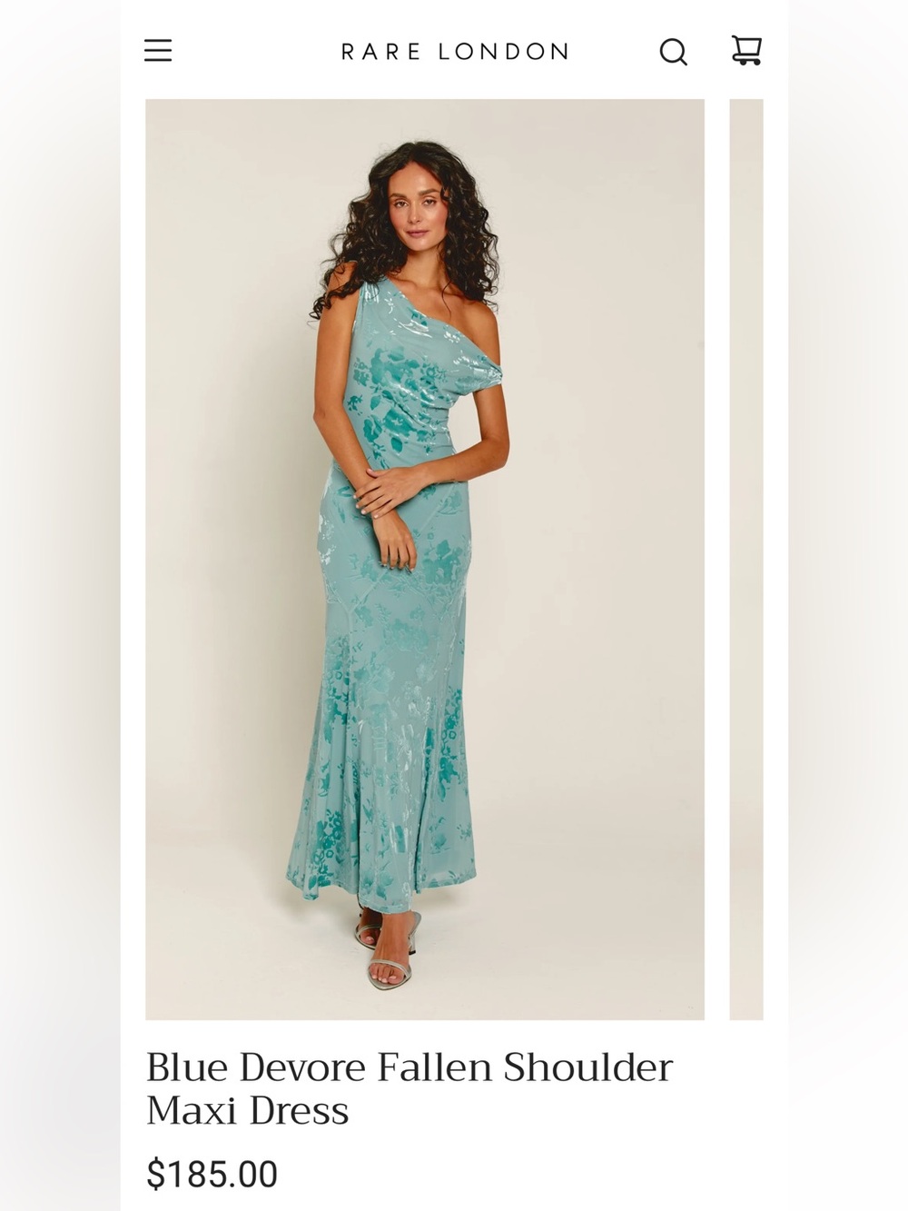 Rare London Teal/Seafoam Green Fallen Shoulder Devore Maxi Dress